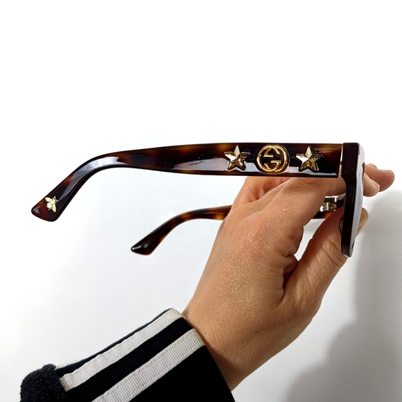 GUCCI Oval Acetate Glasses Frames Havana/Gold 48MM - Picture 4 of 6